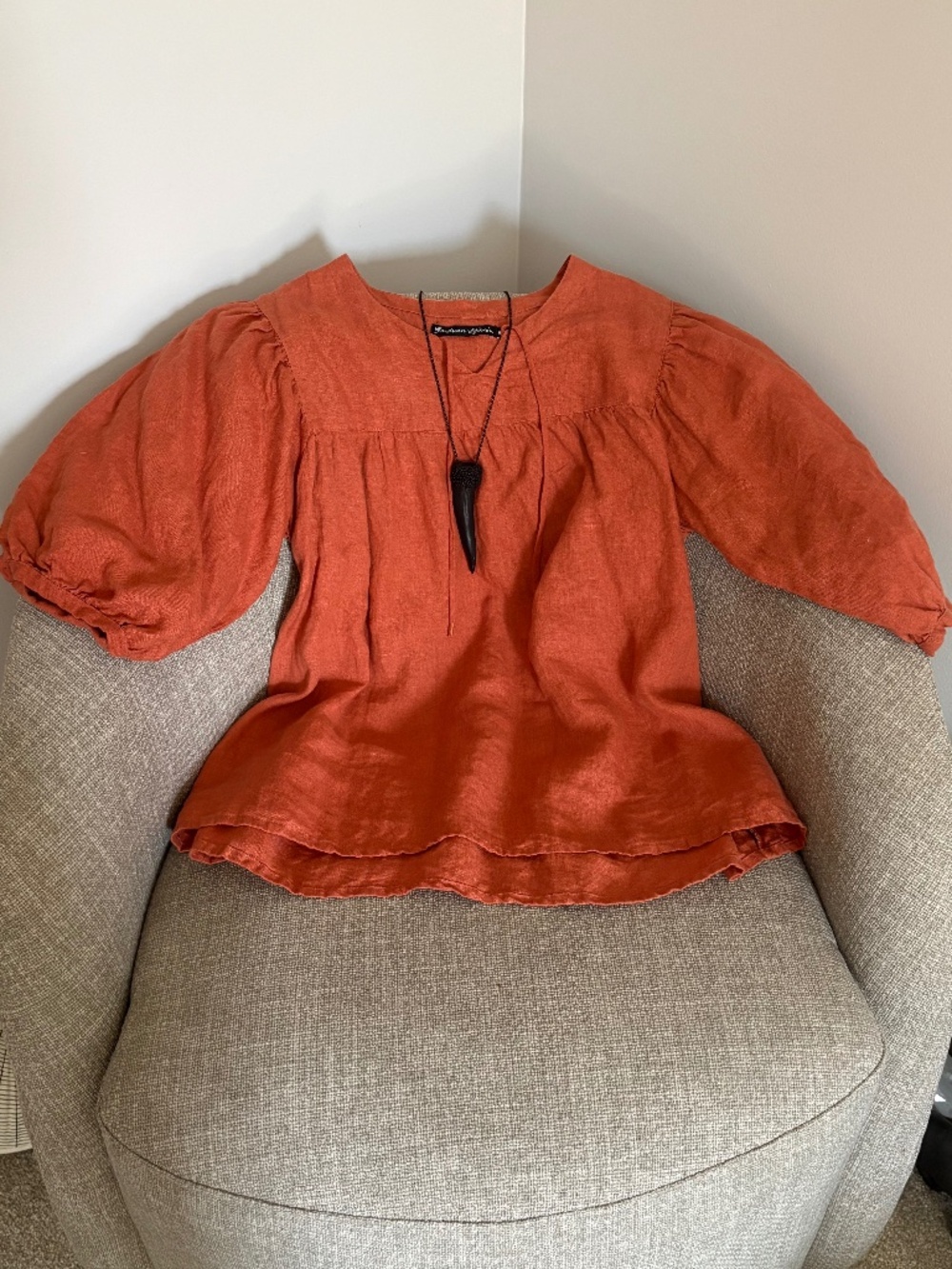 NWOT•Gudrun Sjoden Linen Peasant Top~